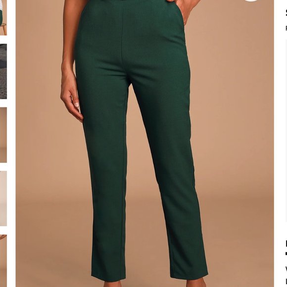 Lulu's Kick It Forest Green High-Waisted Trouser Pants size Medium - Picture 2 of 9